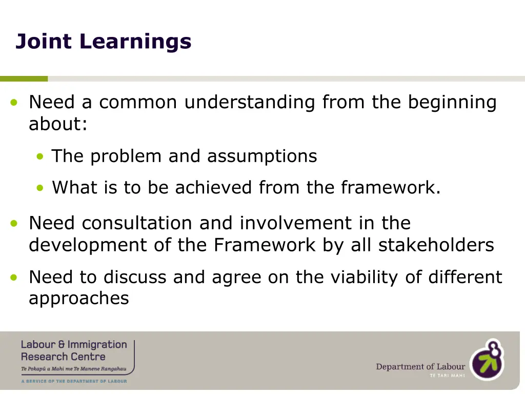 joint learnings