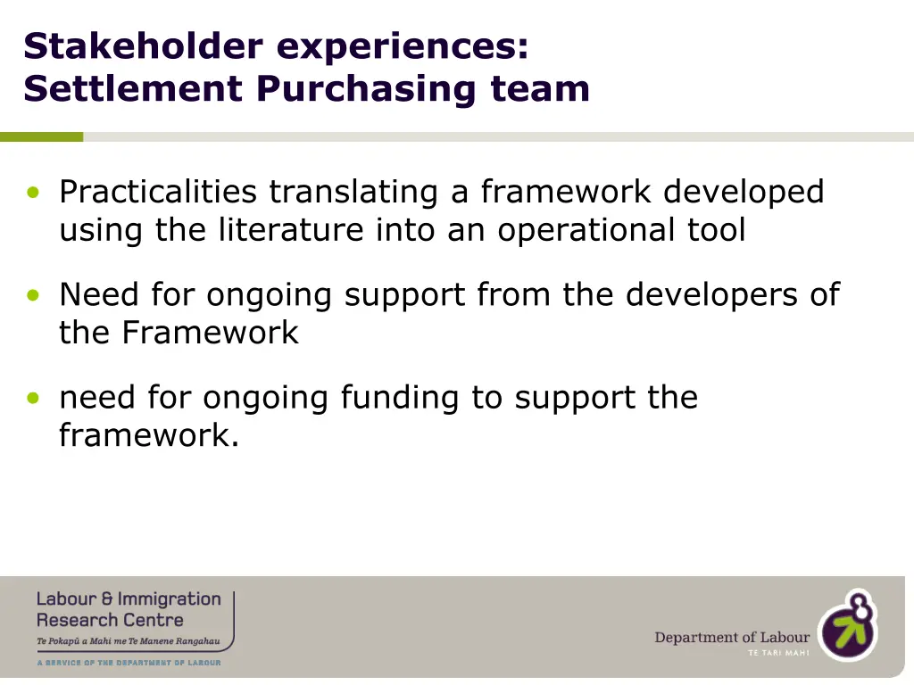stakeholder experiences settlement purchasing team