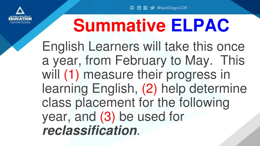 summative elpac english learners will take this