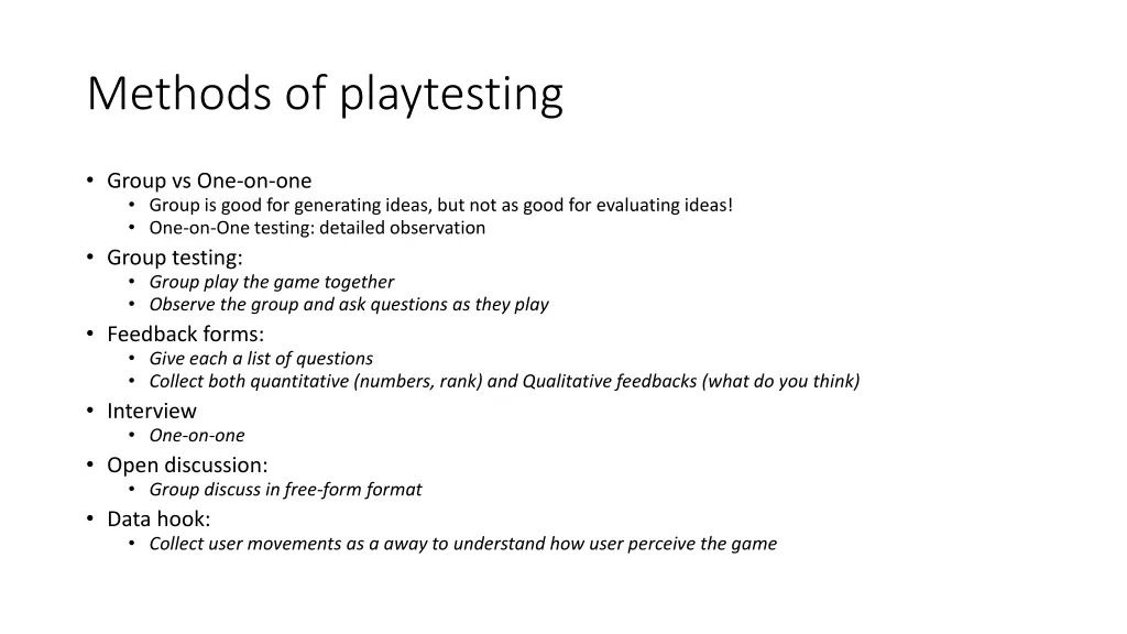 methods of playtesting