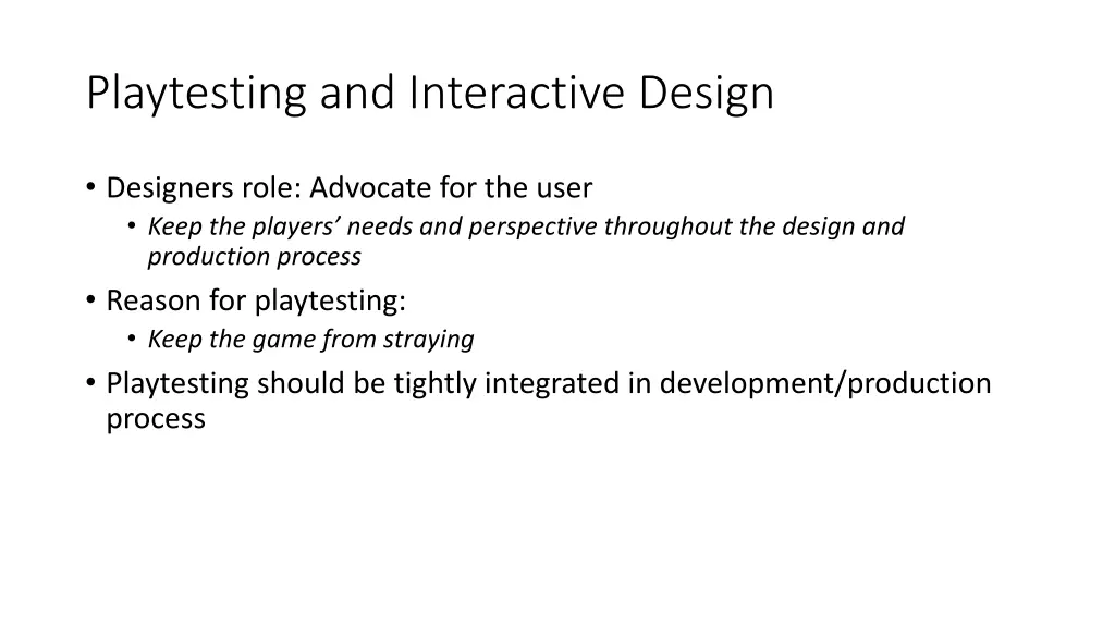 playtesting and interactive design