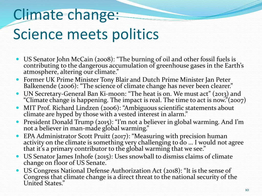 climate change science meets politics