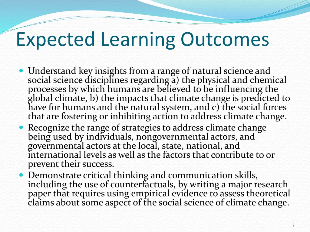 expected learning outcomes