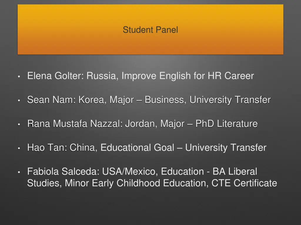 student panel