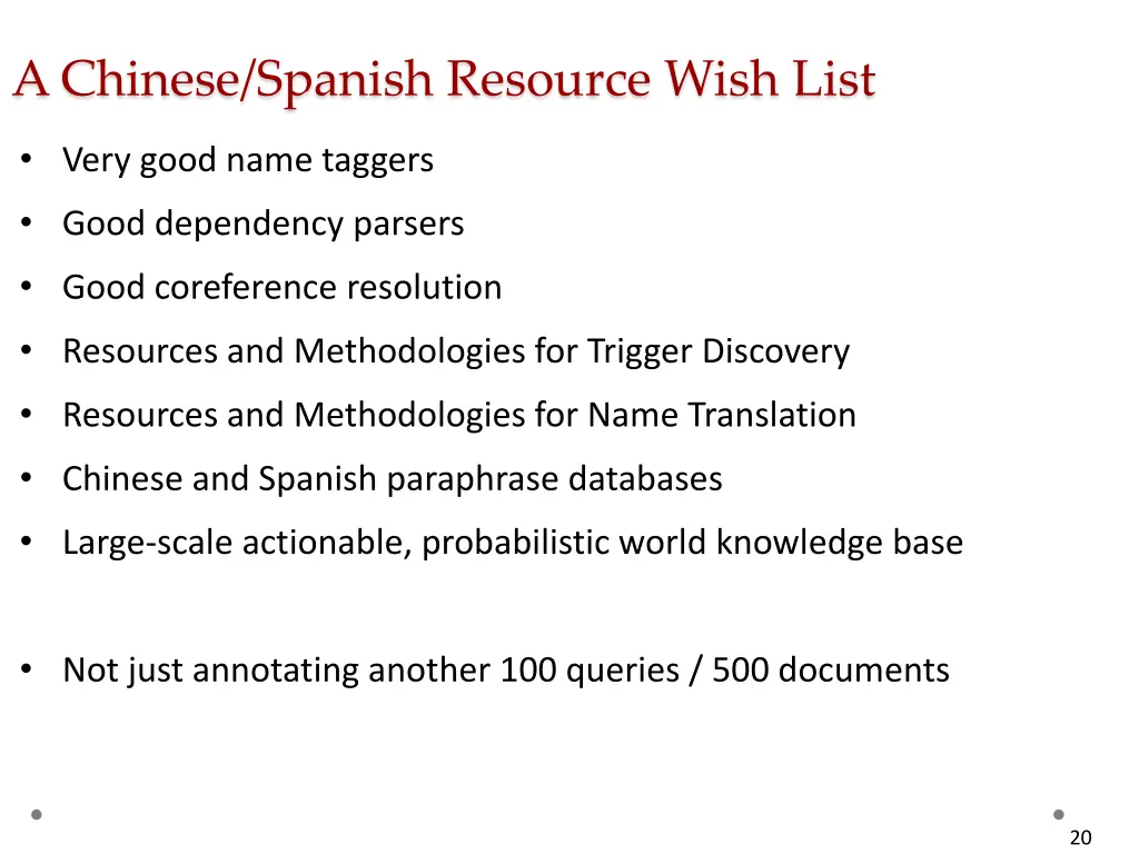 a chinese spanish resource wish list
