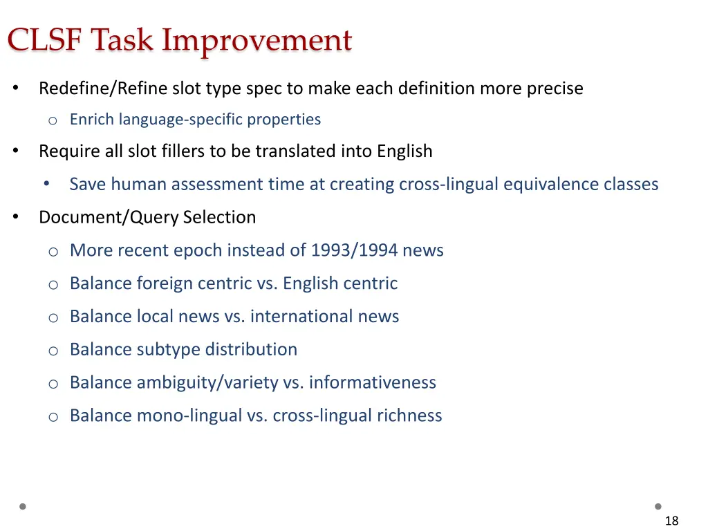 clsf task improvement