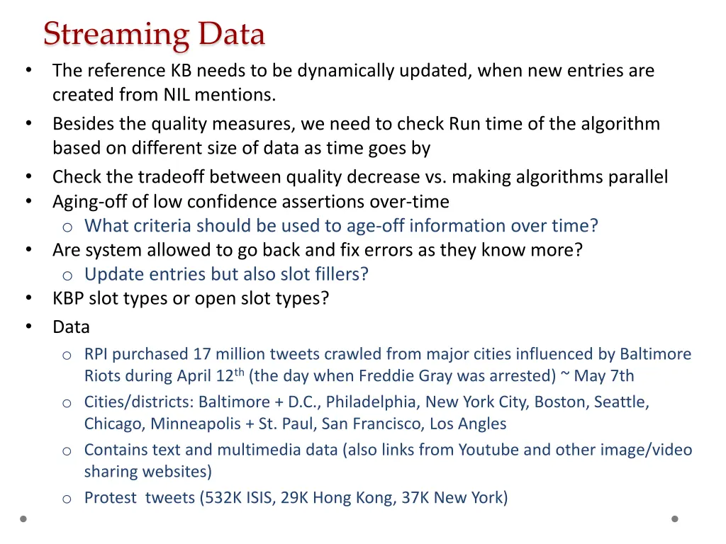 streaming data the reference kb needs