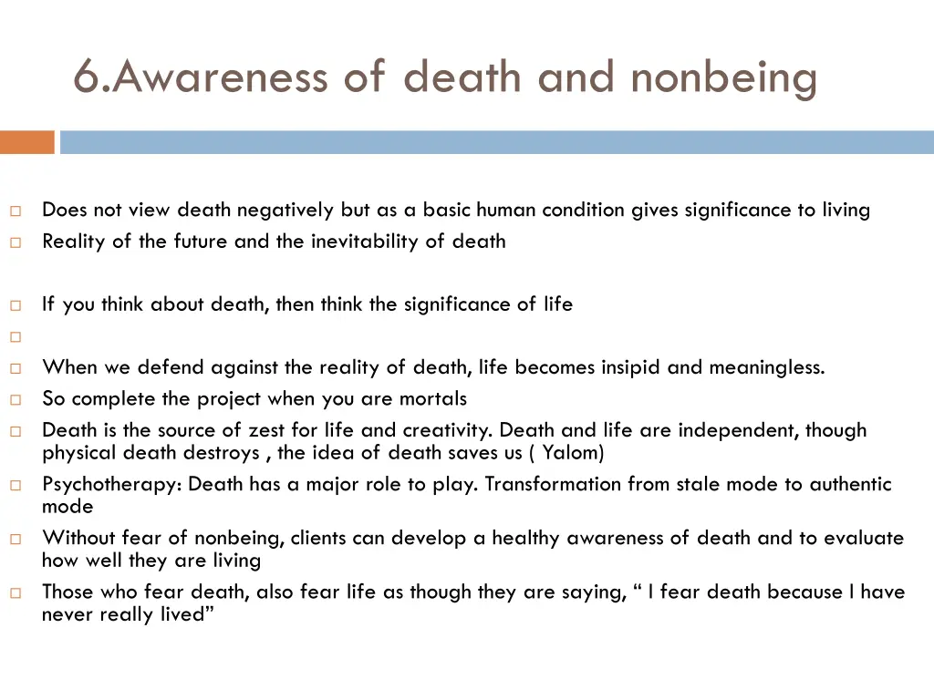 6 awareness of death and nonbeing