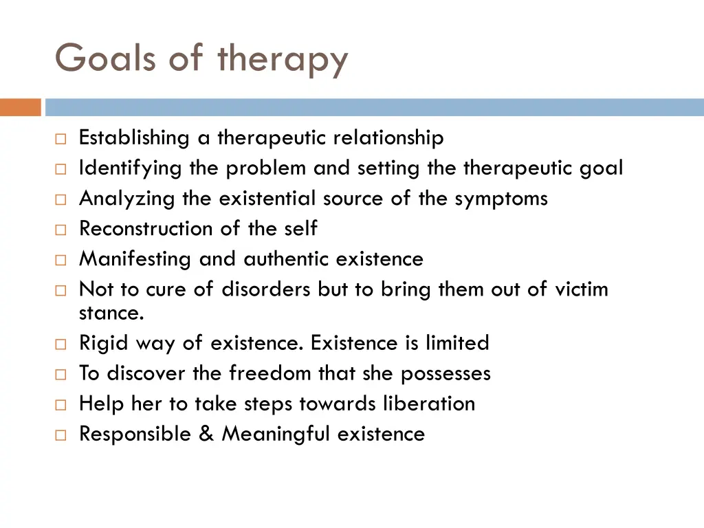 goals of therapy