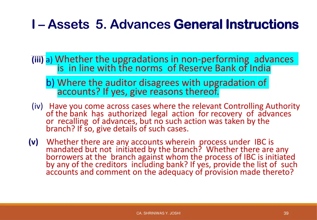 i assets 5 advances general instructions 3