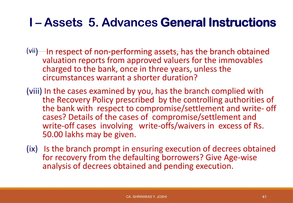i assets 5 advances general instructions 5