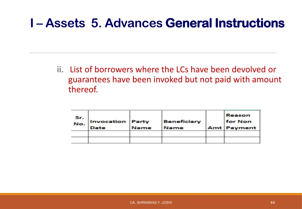 i assets 5 advances general instructions 8