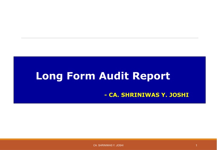 long form audit report