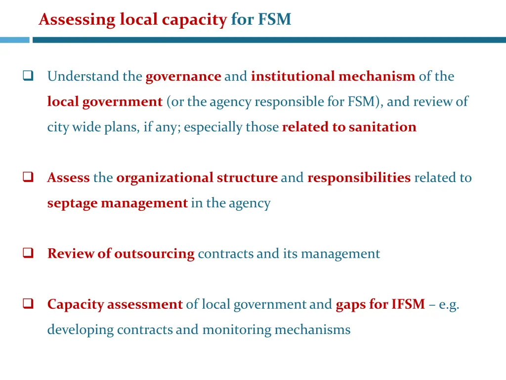 assessing local capacity for fsm
