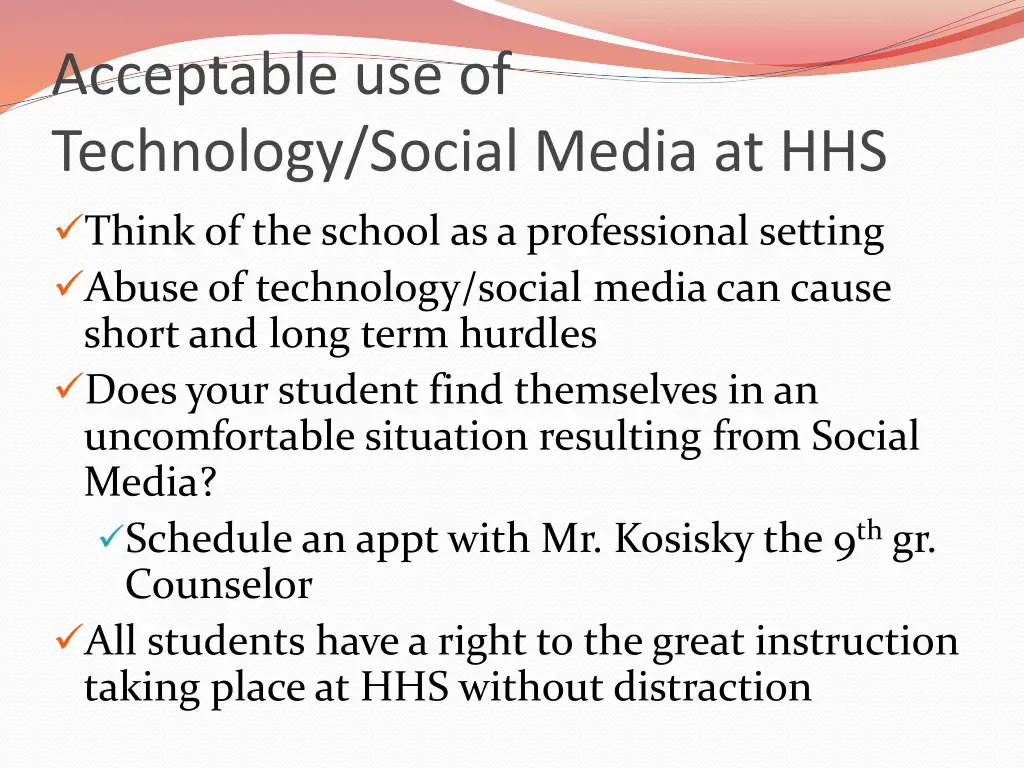 acceptable use of technology social media at hhs