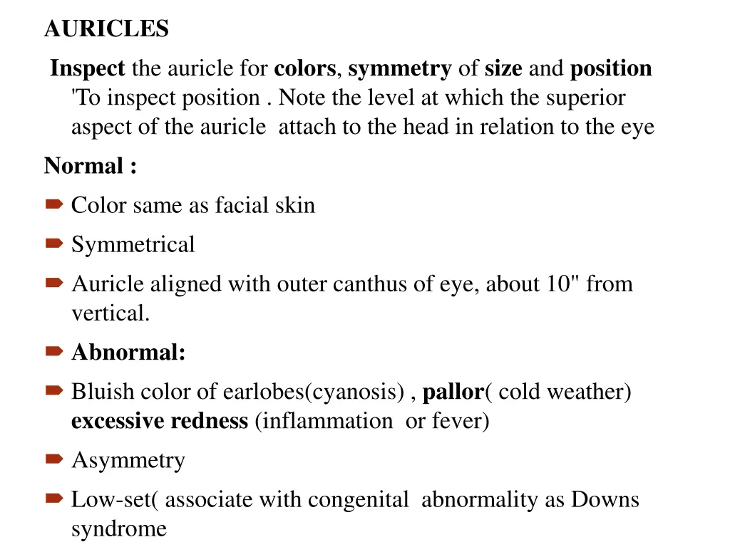 auricles inspect the auricle for colors symmetry