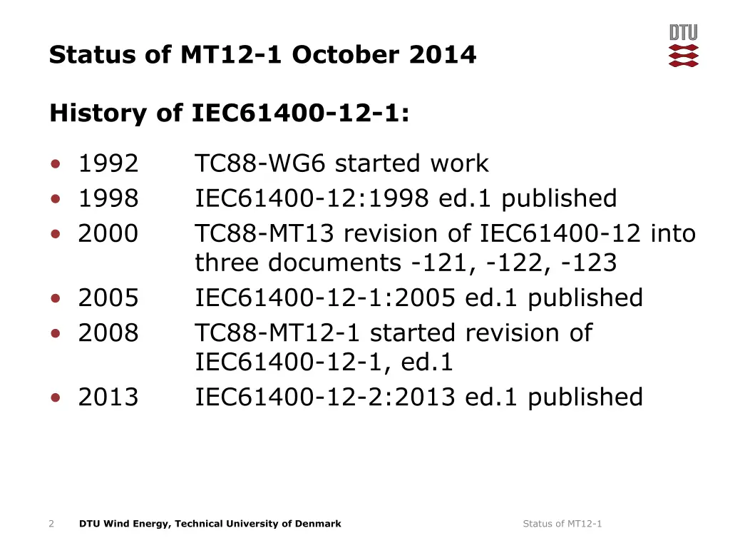 status of mt12 1 october 2014