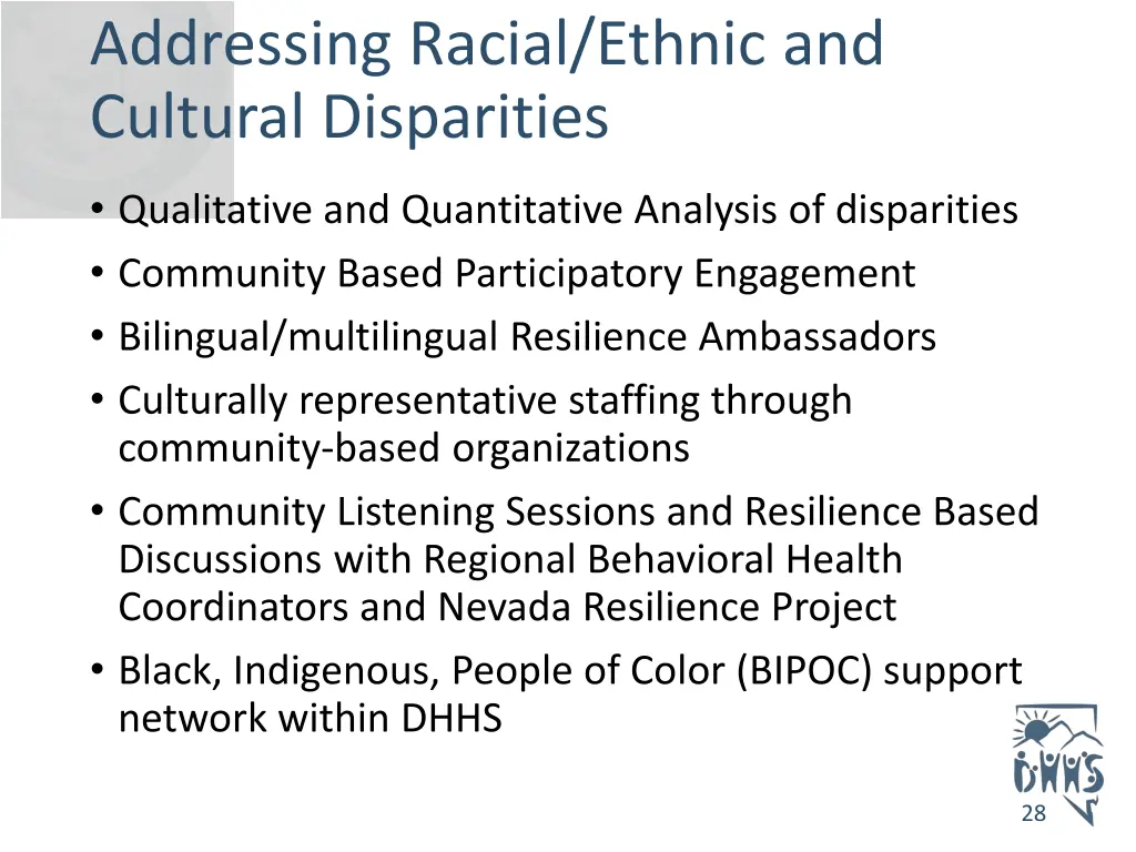 addressing racial ethnic and cultural disparities