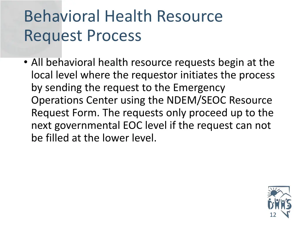 behavioral health resource request process