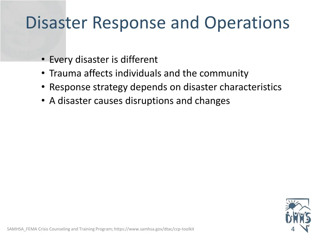 disaster response and operations