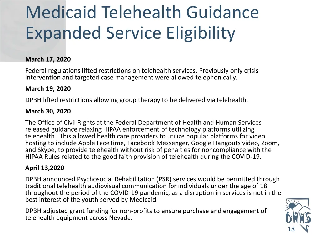 medicaid telehealth guidance expanded service