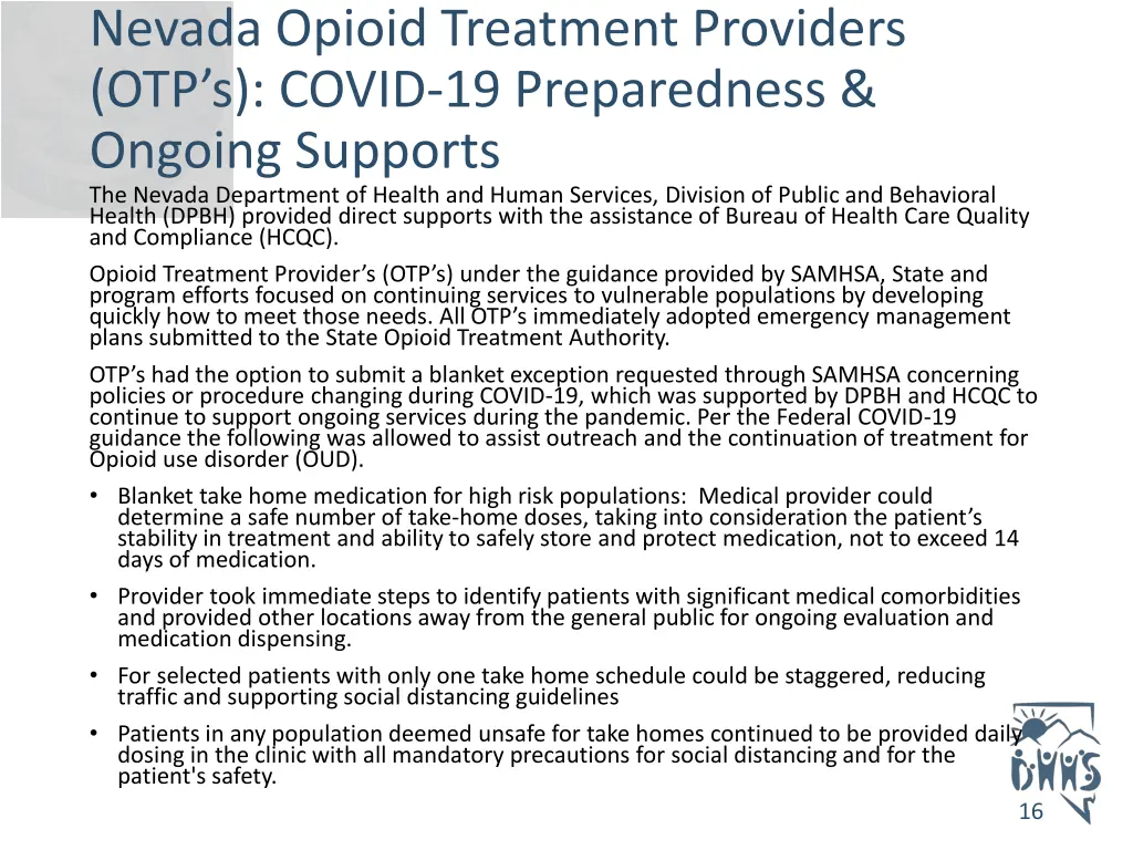 nevada opioid treatment providers otp s covid