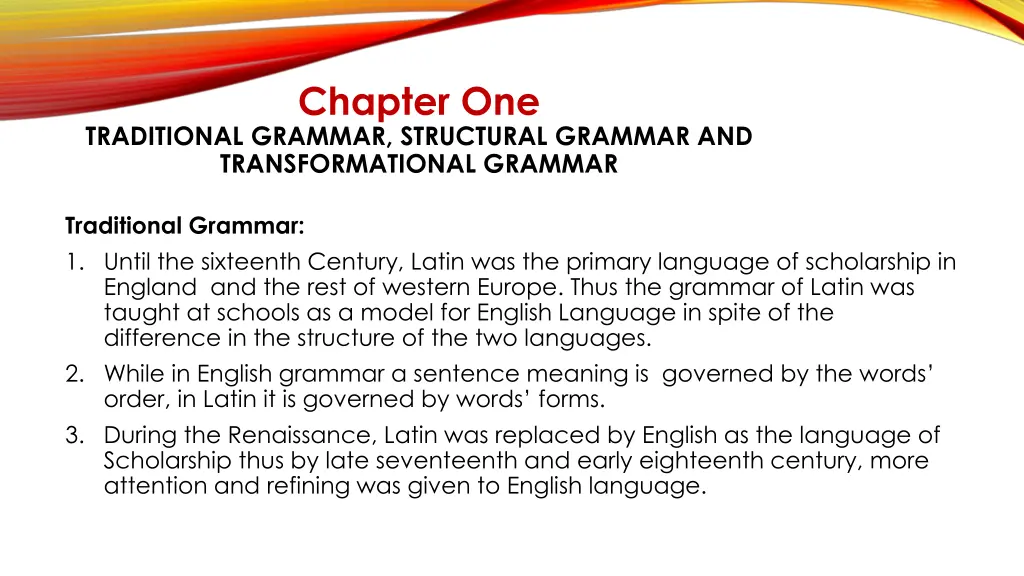 chapter one