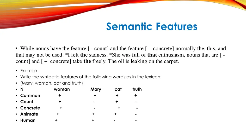 semantic features 14