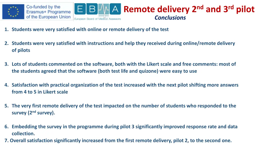 remote delivery 2 nd and 3 rd pilot conclusions