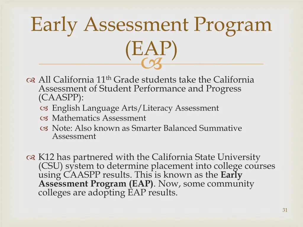 early assessment program eap