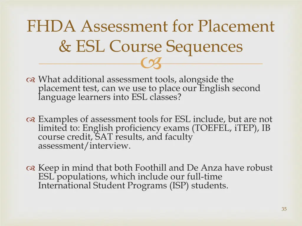 fhda assessment for placement esl course sequences