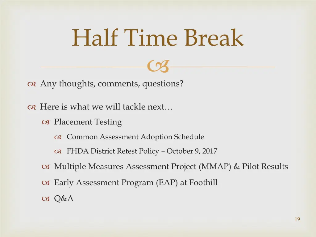 half time break