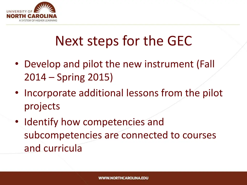 next steps for the gec