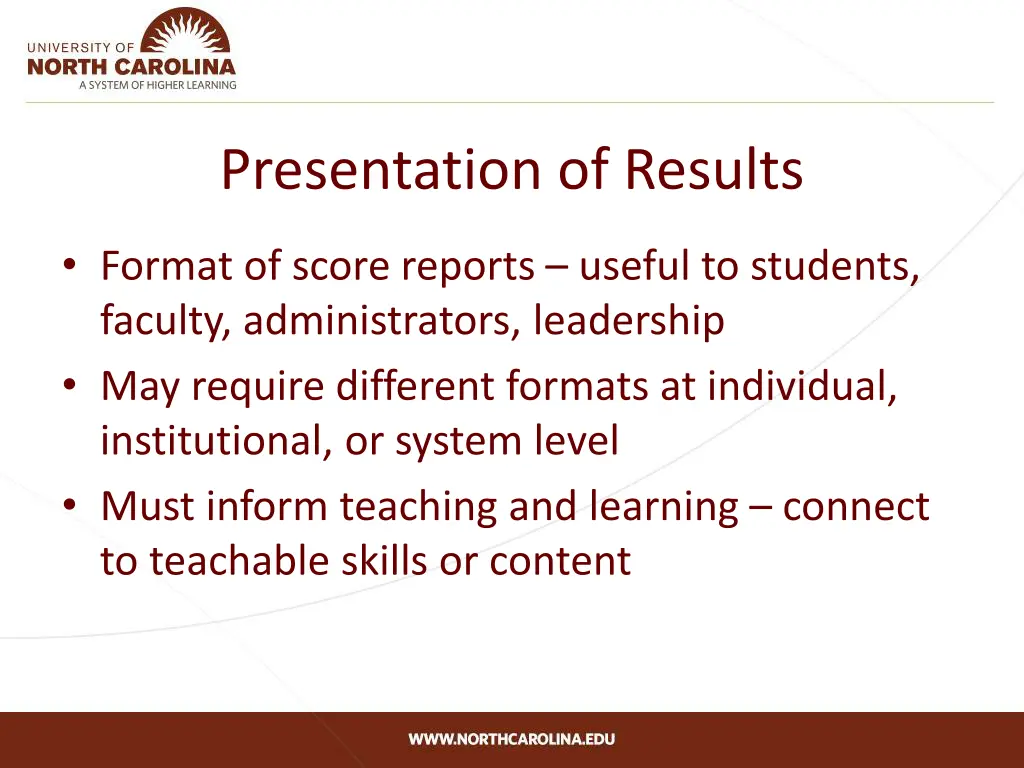presentation of results