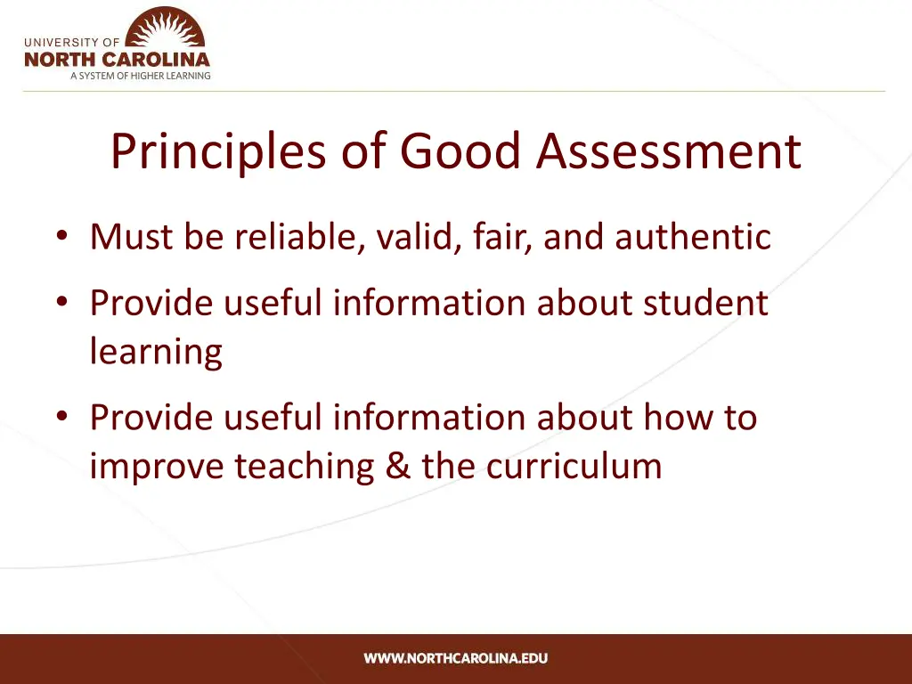 principles of good assessment