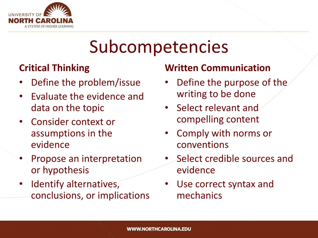 subcompetencies