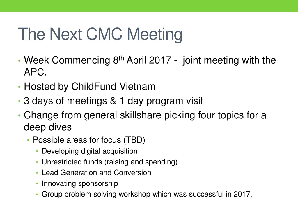 the next cmc meeting