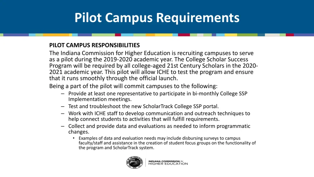 pilot campus requirements