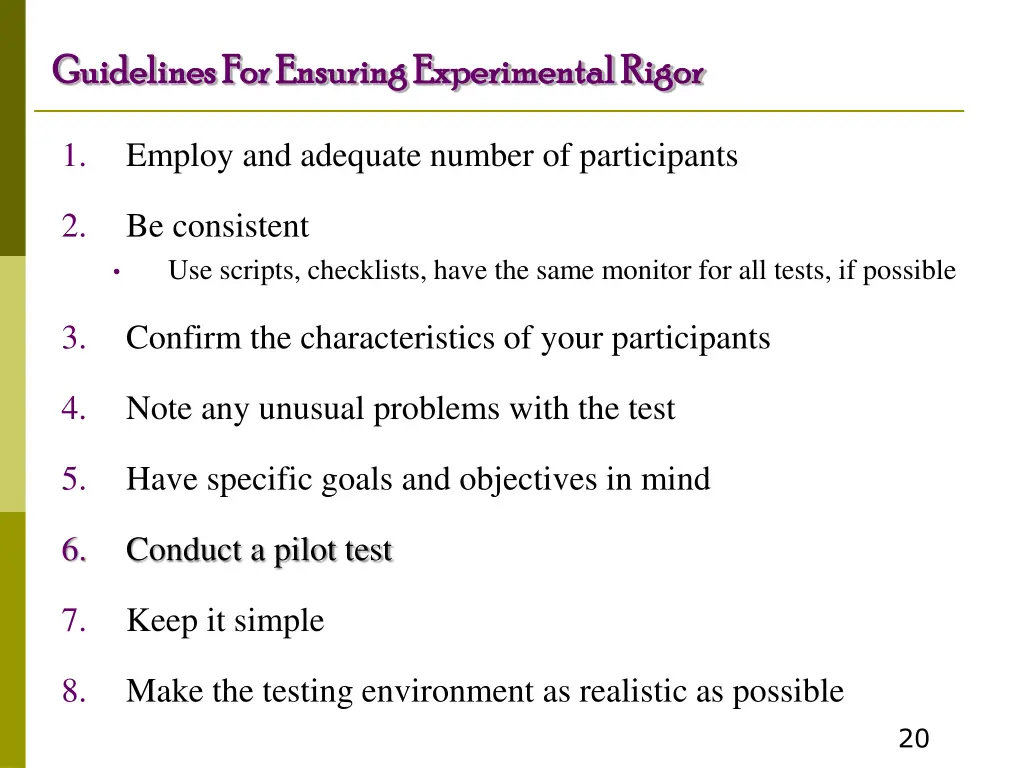 guidelines for ensuring experimental rigor