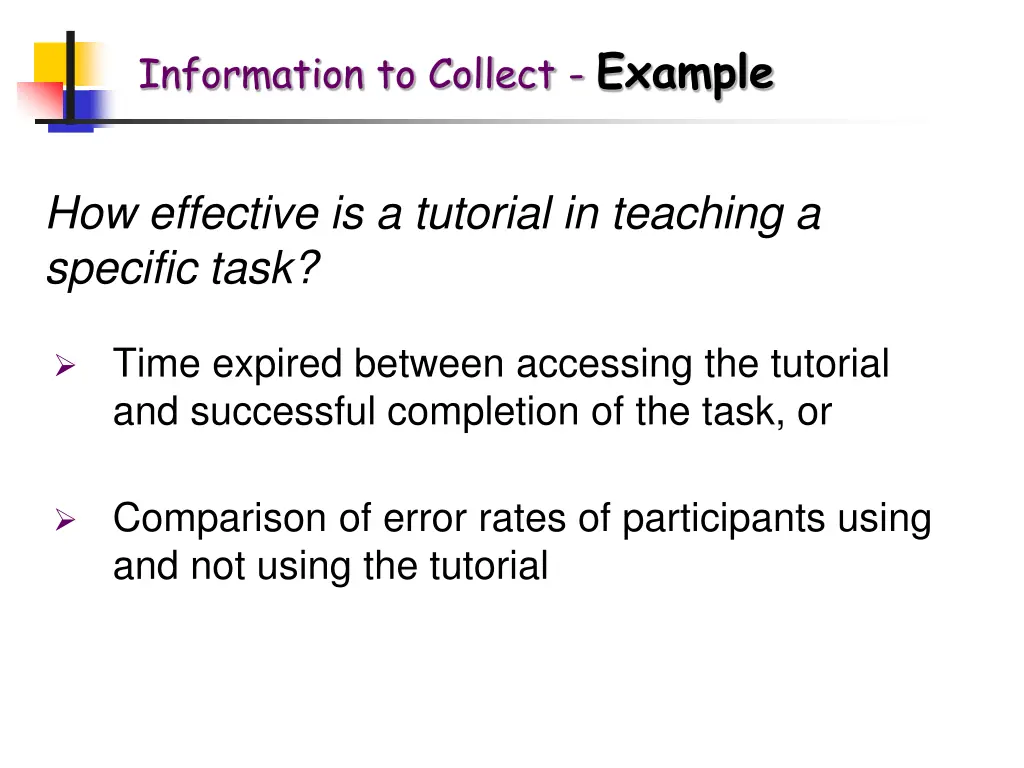 information to collect example