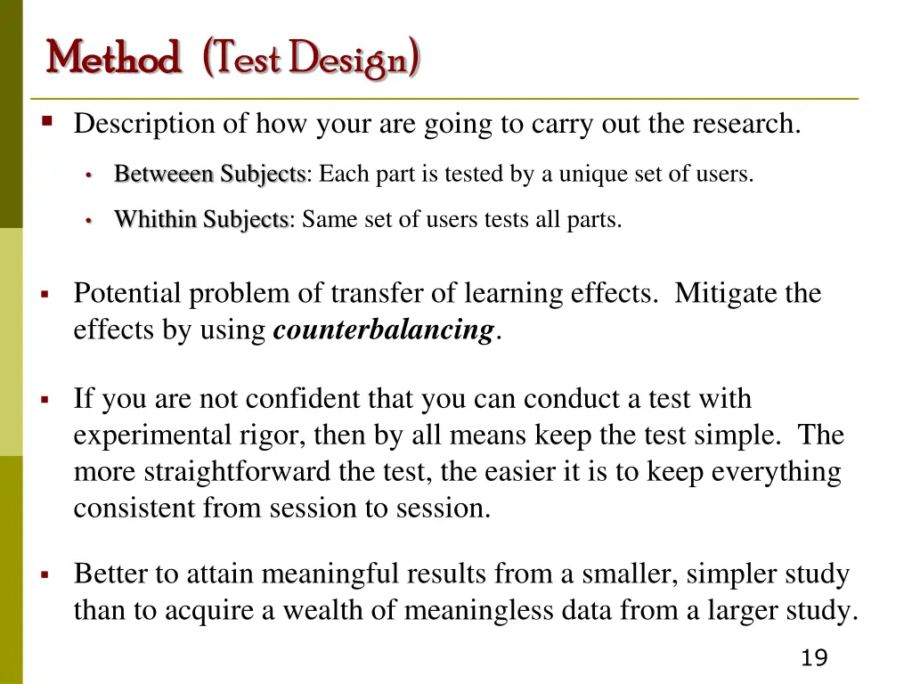 method method test design