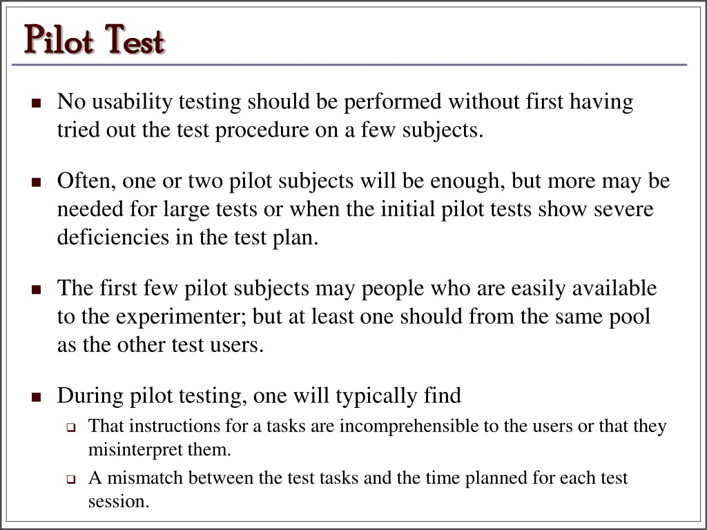 pilot test pilot test