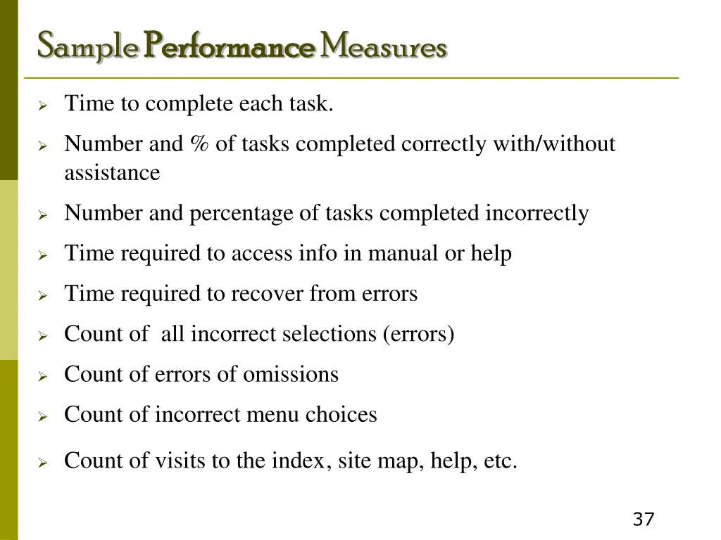 sample performance performance measures