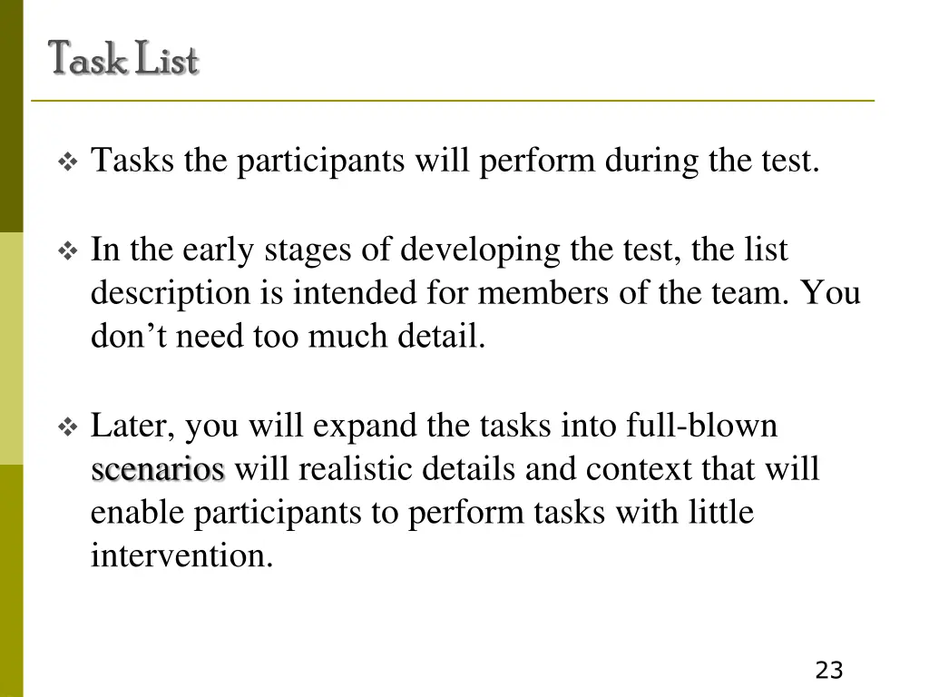 task list