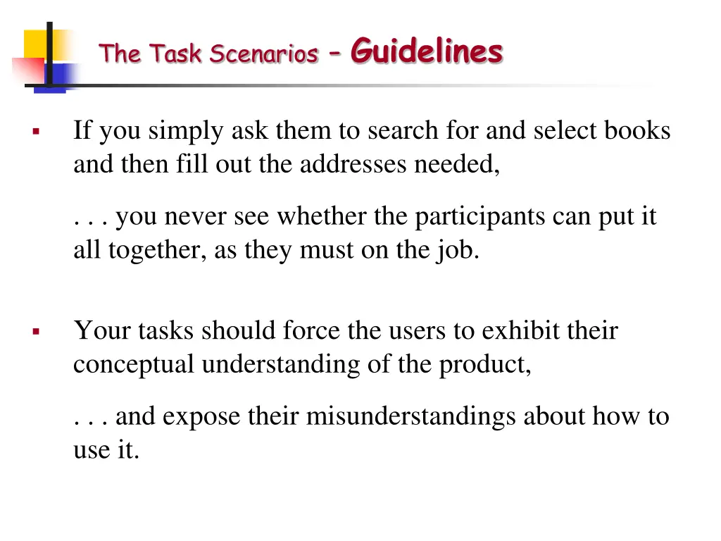 the task scenarios guidelines 2