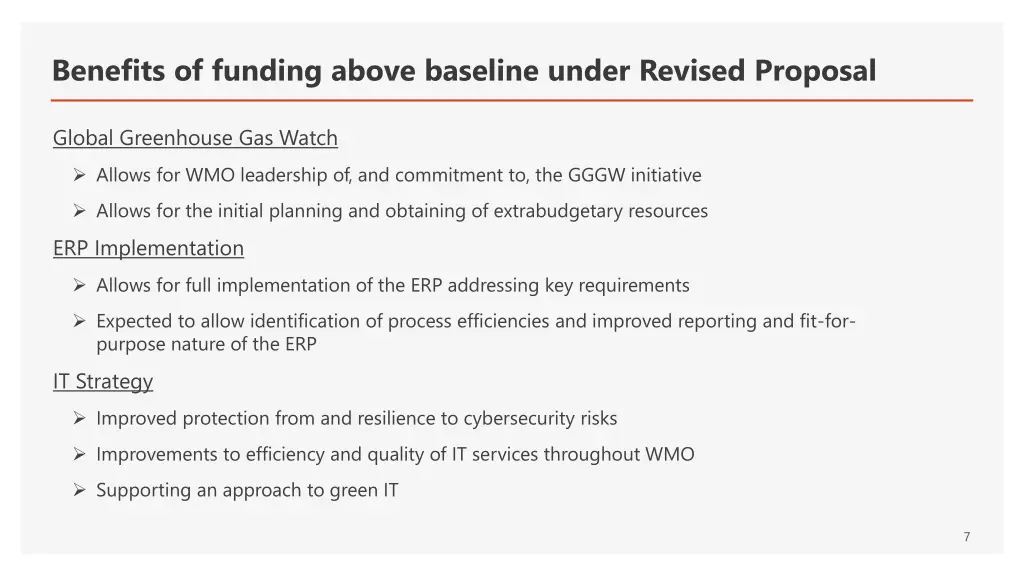 benefits of funding above baseline under revised 1