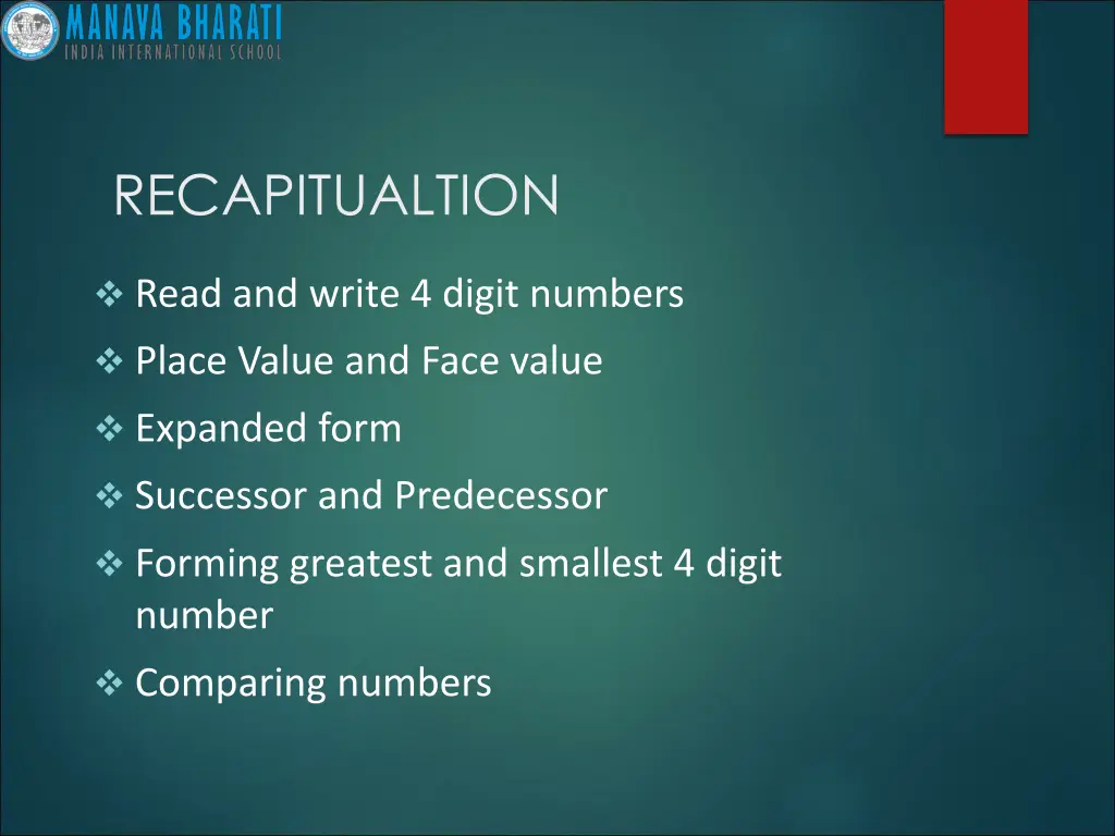 recapitualtion