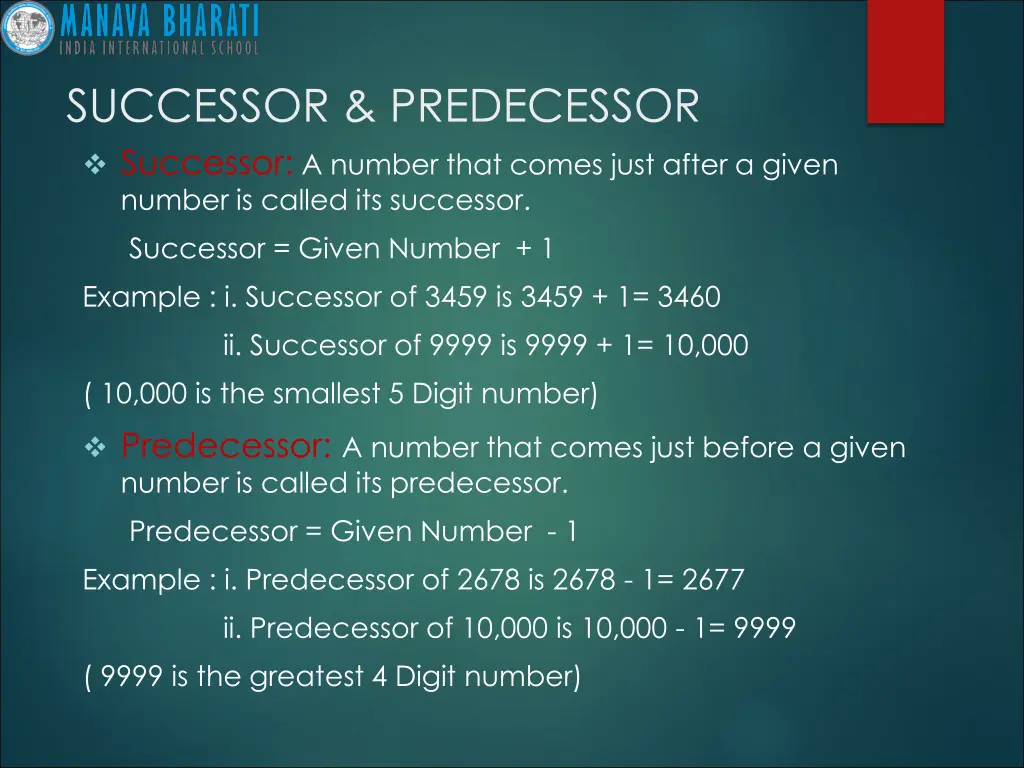 successor predecessor successor a number that