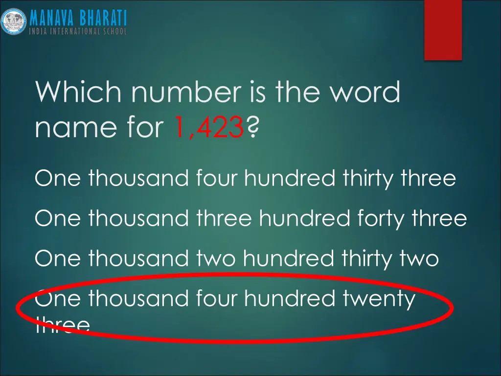 which number is the word name for 1 423