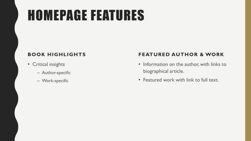 homepage features